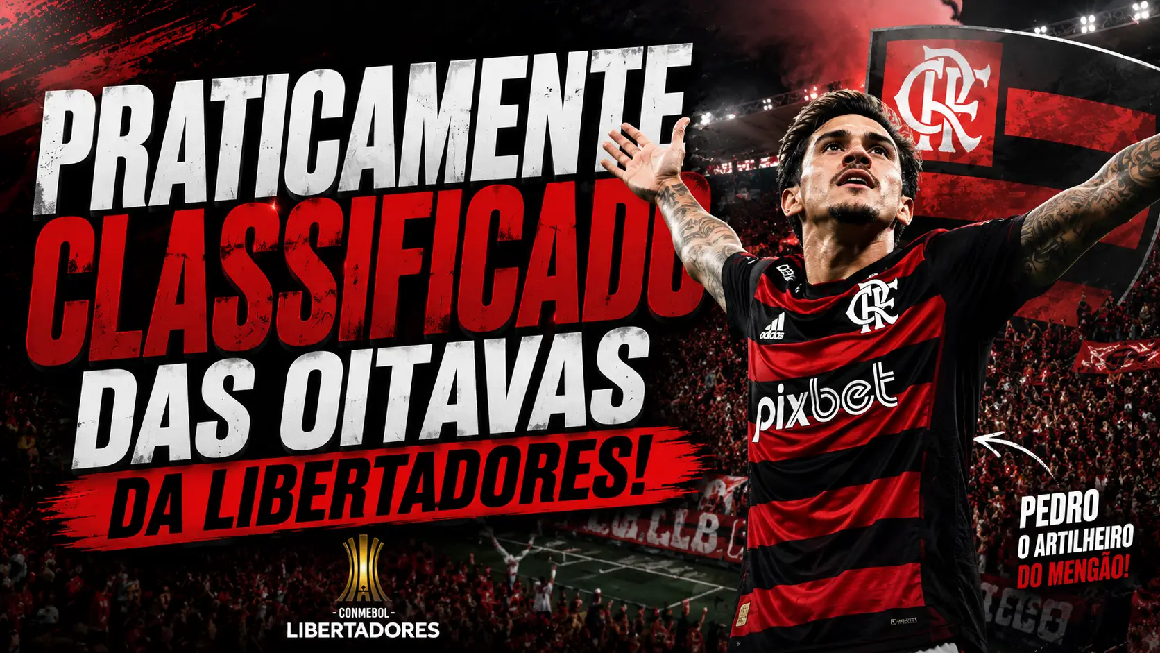 O Mengão bateu o Estudiantes por 1x0 no Maracanã com gol de Pedro e ficou muito próximo da vaga nas oitavas. A vitória deixou o Flamengo líder isolado do grupo. 🏆 Situação do Grupo A Com o resultado, o Flamengo abriu vantagem importante e depende apenas de si para confirmar a liderança geral do grupo na última rodada. O time carioca vem sendo apontado como um dos favoritos ao título da Libertadores 2026. ⚽ Pedro decisivo novamente O atacante Pedro voltou a decidir em jogo grande e segue sendo o principal nome ofensivo do Flamengo na competição continental. O gol saiu após falha do goleiro Muslera, mas o Flamengo pressionou praticamente o jogo inteiro. 👀 Conmebol pode favorecer o Flamengo Existe ainda uma situação envolvendo o jogo suspenso contra o Independiente Medellín. Veículos da Argentina afirmam que a Conmebol deve dar os pontos ao Flamengo após os incidentes na Colômbia, o que praticamente consolidaria ainda mais a classificação rubro-negra. 🔥 Time forte para buscar o tetra O elenco do Flamengo segue impressionando: Arrascaeta Pedro Paquetá Luiz Araújo Alex Sandro A torcida já começa a sonhar forte com mais uma final de Libertadores. 📅 Próxima rodada O Flamengo chega na última rodada podendo: confirmar liderança do grupo decidir em casa nas oitavas terminar entre as melhores campanhas da competição