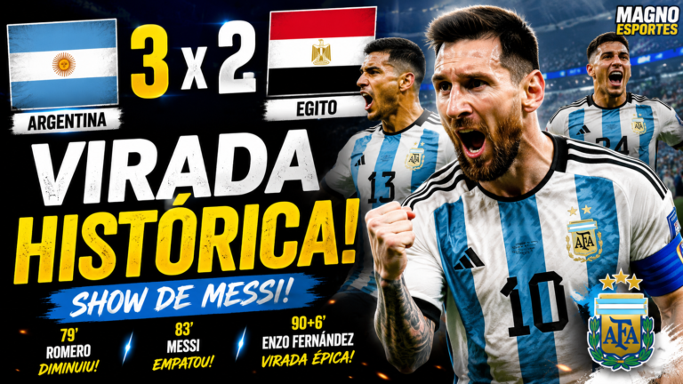 MESSI FAZ HISTÓRIA! Argentina vira sobre o Egito por 3x2 após perder pênalti e avança às quartas da Copa do Mundo 2026